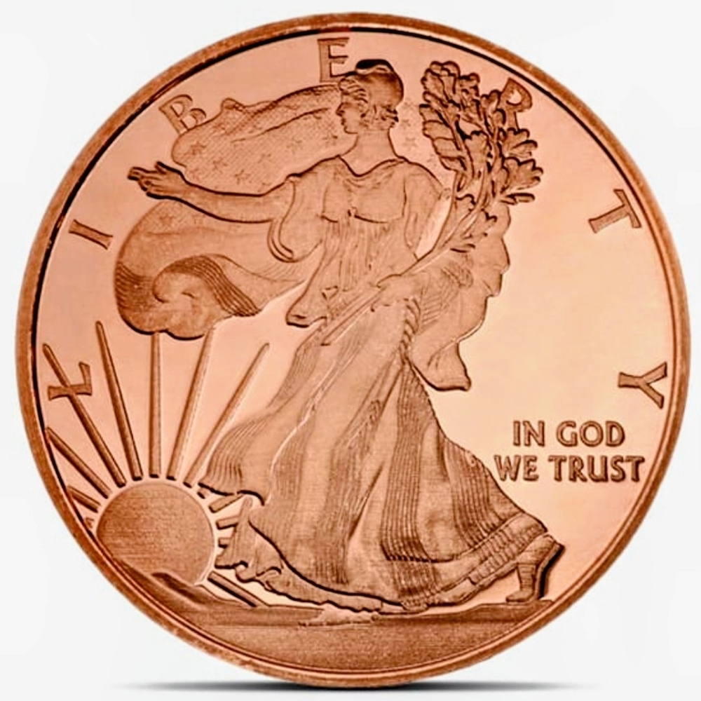 1 oz Cupper Round "Walking Liberty" .999 Pure Cupper